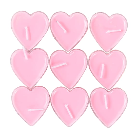 Wovilon 1.6" Heart Shaped Unscented Tea Lights Candles 9PCs– Smokeless Tealight Candles - Decorations for Wedding, Party, Votives, Oil Burners, Christma Valentine Gift, Valentine's Day Decor (Pink)