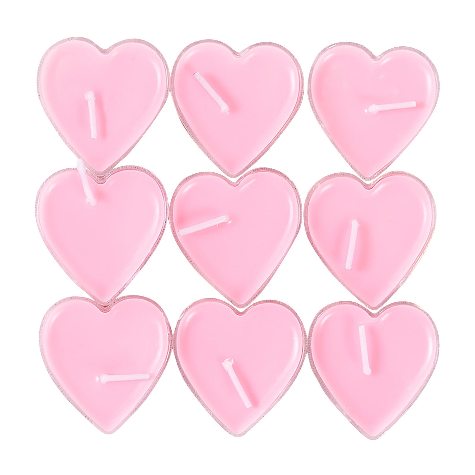 Wovilon 1.6" Heart Shaped Unscented Tea Lights Candles 9PCs Smokeless