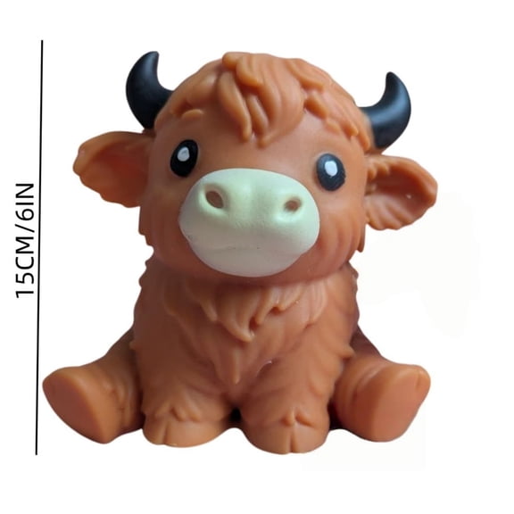Wovilon 1 Pack Stress Relief Toy, 6in Mini Cow Sensory Toy, Office Desk Relax Toy, Cute Decompression Toy