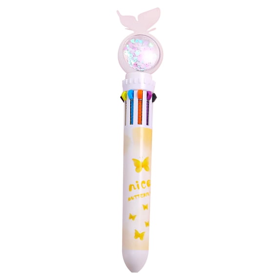 Wovilon 10 Colors Christmas Press Ballpoint Pen Retractable Cute Cartoon Christmas Pen Christmas 10 Color In One Cute Pens Push Type Multifunction Pen For Christmas Office Class Stationery Reward
