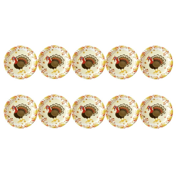 Wovilon 10 Packs Thanksgiving Halloween 7 Inch Turkey Maple Leaf Letters Disposable Paper Plates For Dinner Parties Portable And Excellent Material