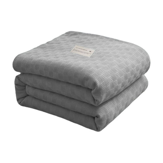 Wovilon 100% Soft Premium Combed Cotton Thermal Blanket– Twin Blankets – Soft Cozy Warm Bed Throw Twin Bed Blankets– All Season Cotton Blankets, 59" x 39", Gray