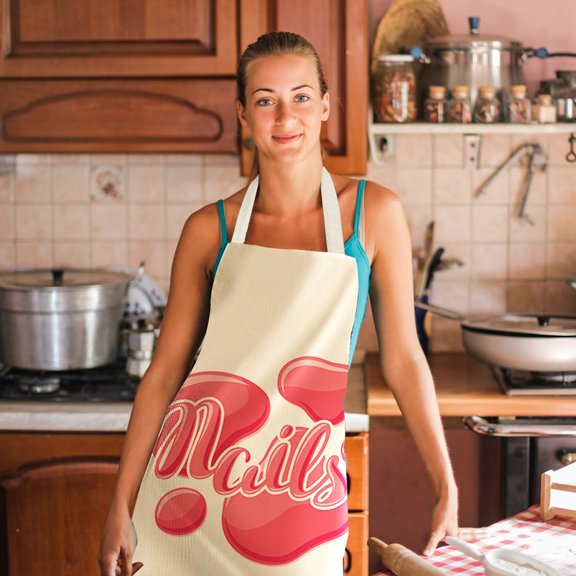 Wovilon 13.4" X 11" Valentine's Day Cosmetics Painting Flax Apron (Nails), Kitchen Couples Gift Set for Engagements, Weddings, Anniversaries and More