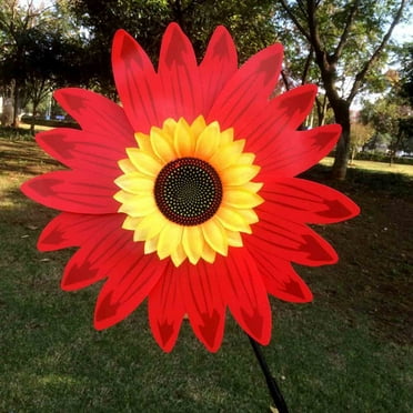 Wovilon 14" Sunflower Lawn Pinwheels (Red), Wind Spinners Garden Party Pinwheel Wind Spinner for Patio Lawn & Garden
