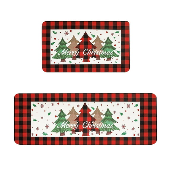 Wovilon 2 Pcs Christmas Kitchen Rugs And Mats For Floor Non-Slip Backing Mat Merry Christmas Kitchen Decor Kitchen Rug Sets Xmas Decor (16x24in+16x48in)