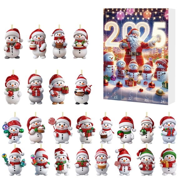 Wovilon 2025 Christmas Countdown Calendar Cute Acrylic Decoration Holiday Gifts Box For Family And Friend
