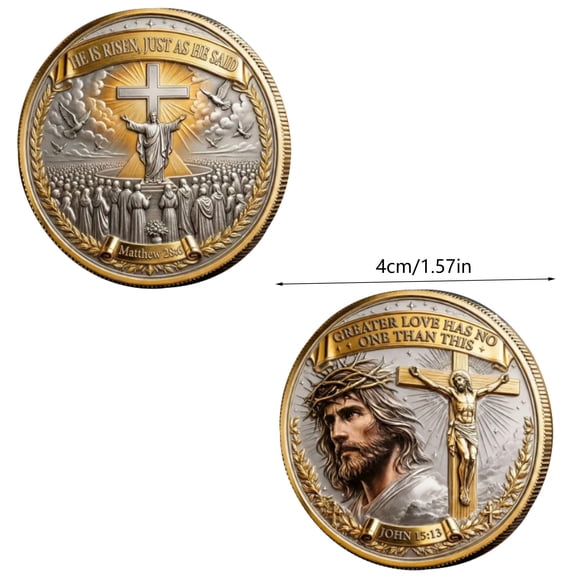 Wovilon 24Pcs Easter Commemorative Coin, Holiday Display Souvenir, Durable Metal Craft Coin, Inspirational Religious Keepsake 1.57x1.57x0.12 Inch