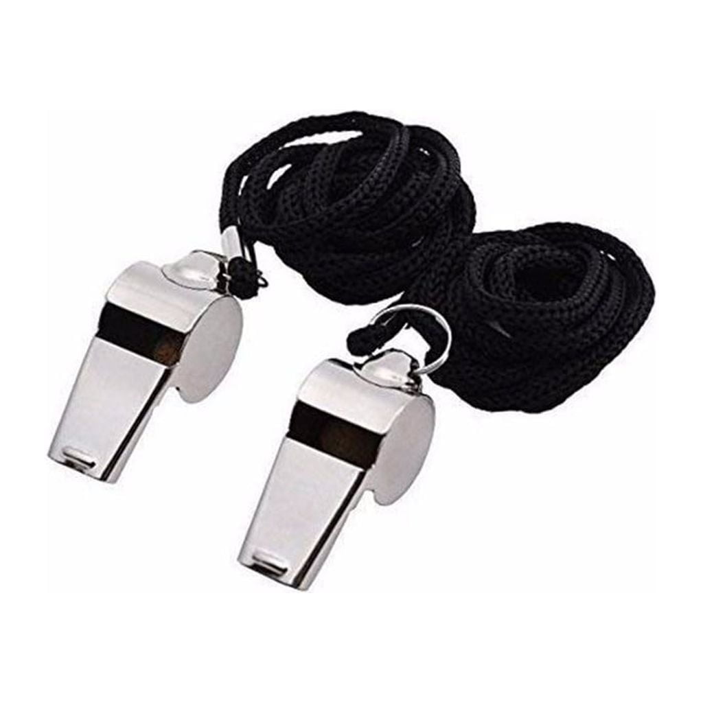 Wovilon 2PCs Stainless Steel Coaches Whistles with Lanyard, Super Loud for Sports, Referees, Emergency
