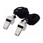 Wovilon 2PCs Whistle, Stainless Steel Super Loud Sports Whistle with Lanyard, Perfect for Referees, Coaches, Polices, Outdoor Sports, Emergency