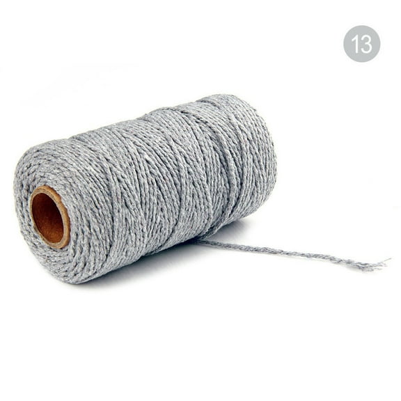 Wovilon 2mm x 100 Yards Macrame Cotton Cord (Gray), 100% Natural Handmade Colorful 4 Strands Twisted Braided Cotton Rope for Wall Hanging Plant Hangers Gift Wrapping Tapestry DIY Crafts