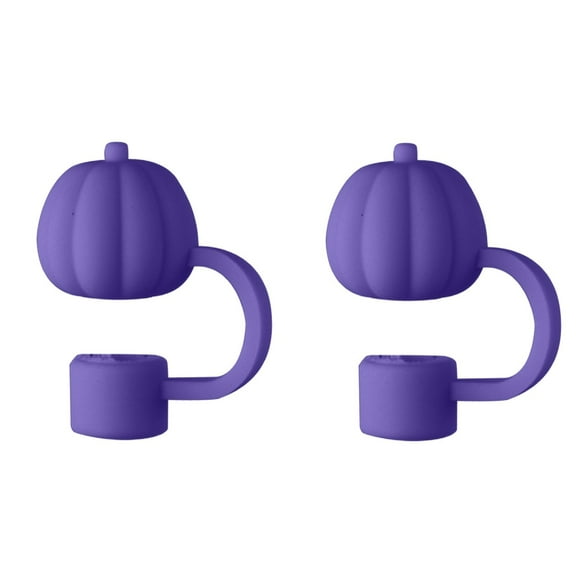 Wovilon 2pc Pumpkin Straw Cover Dirt Cap Decoration Personalized Pumpkin Shape Decoration Straw Cup
