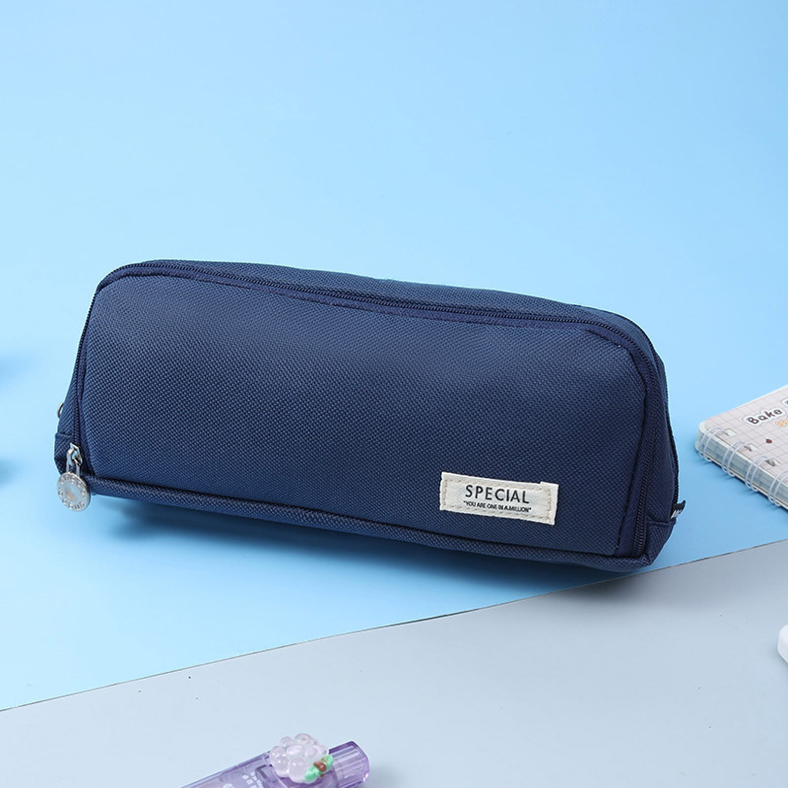 Wovilon 3 Pack Multi-Layer Fabric Pencil Case, 8.6"x2"x3" Japanese Korean Style Pen Holder, Large Capacity Stationery Organizer, Wear-Resistant Student School Bag