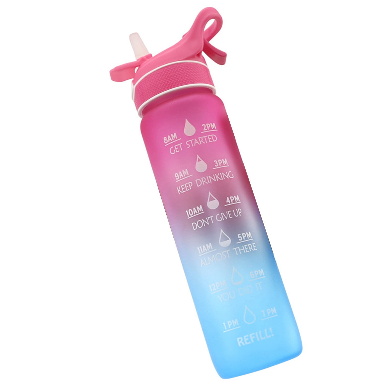 FLildon Pink Flower Water Bottle with Straw Lid 32oz Leakproof Clear Gym  Water Bottles for Women Men Outdoor Sport Drinking