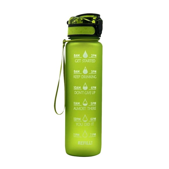 Wovilon 32 Oz Water Drinking Bottle With Time Marker, Straw Strap - Stay Hydrated - Hydration Reminder To Drink - Daily Hourly Measurement Markings - Leak Spill Proof Bpa Free