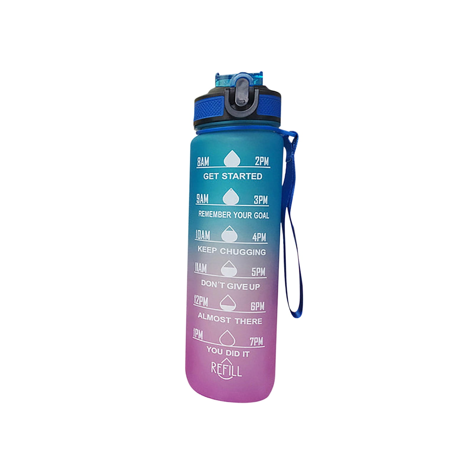 Wovilon 32oz Water Bottles With Motivational Time Marker And Straw Blue Bpa Free Frosted 8232