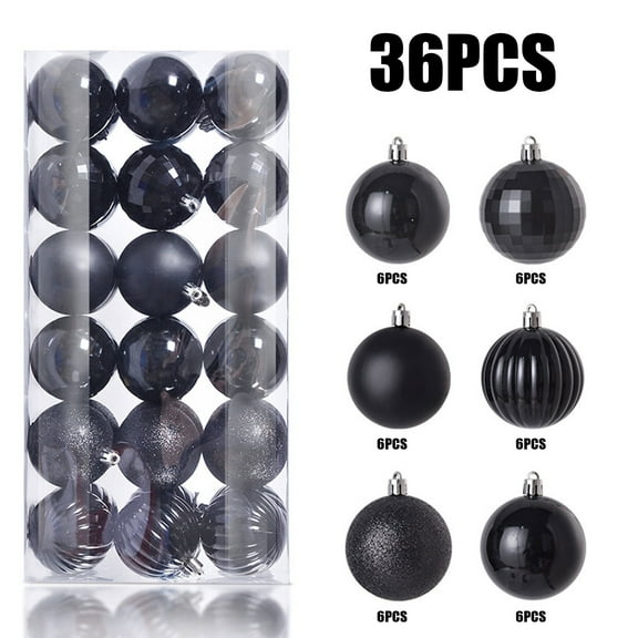 Wovilon 36ct Christmas Ball Ornaments Shatterproof Christmas Ornaments Set Decorations for Xmas Tree Balls 30mm/1.18" (1.18", Black)