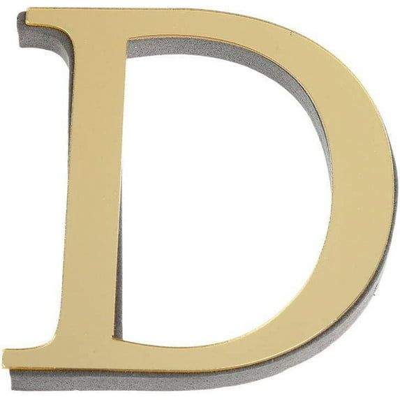 Wovilon 3D Acrylic Alphabet Mirror Wall Stickers Letter D Self-Adhesive Home Decor Letter Sign Art Sticker Decal for DIY Home Decoration Light Gold