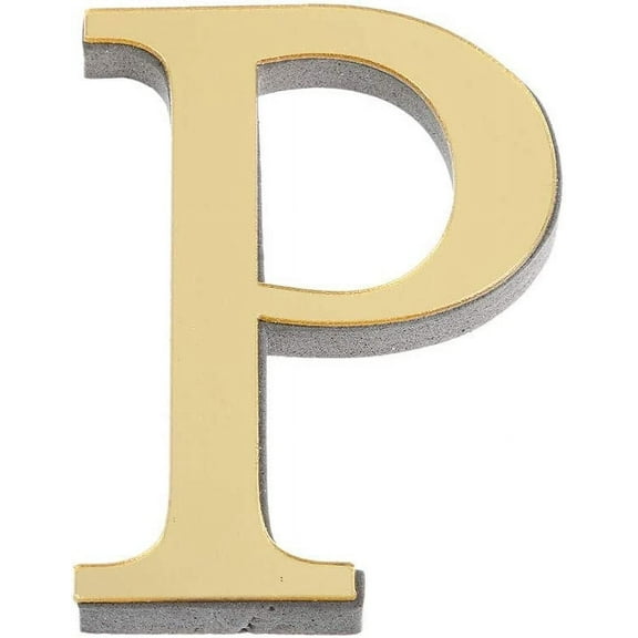 Wovilon 3D Acrylic Alphabet Mirror Wall Stickers Letter P Self-Adhesive Home Decor Letter Sign Art Sticker Decal for DIY Home Decoration Light Gold