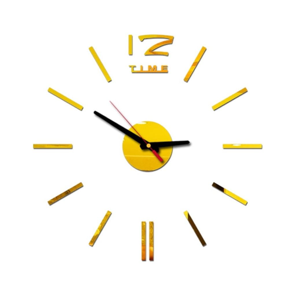 Wovilon 3D Diy Roman Numbers Acrylic Mirror Wall Sticker Clock Home