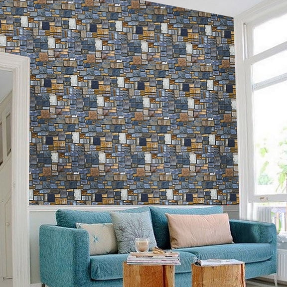 Wovilon 3D Wall Paper Brick Stone Rustic Effect Self-Adhesive Wall Sticker Home Decor S Home Decor Wall Stickers & Murals Wall Stickers for Bedroom, Living Room