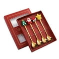 thumbnail image 1 of Wovilon 4Pcs Stainless Steel Christmas Spoon Gift Set Dessert Spoon Fork Coffee Spoon Christmas Pendant Spoon Tableware Set, 1 of 7