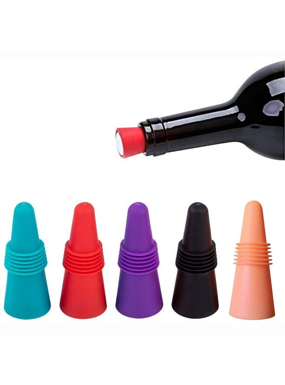 Wovilon 5PCs Wine Stoppers Bottle Stopper for Wine Bottles, Bar Tool Reusable Silicone Wine Bottle Stopper Beverage Bottle Stopper Wine Stopper on Sale