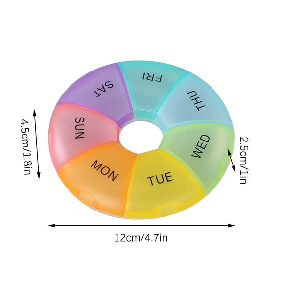 Wovilon 7-Sided Portable Box Planner Small Case (Seven Day Weekly Container) Medication, Boxes Organizer Pillbox Dispenser Organizer