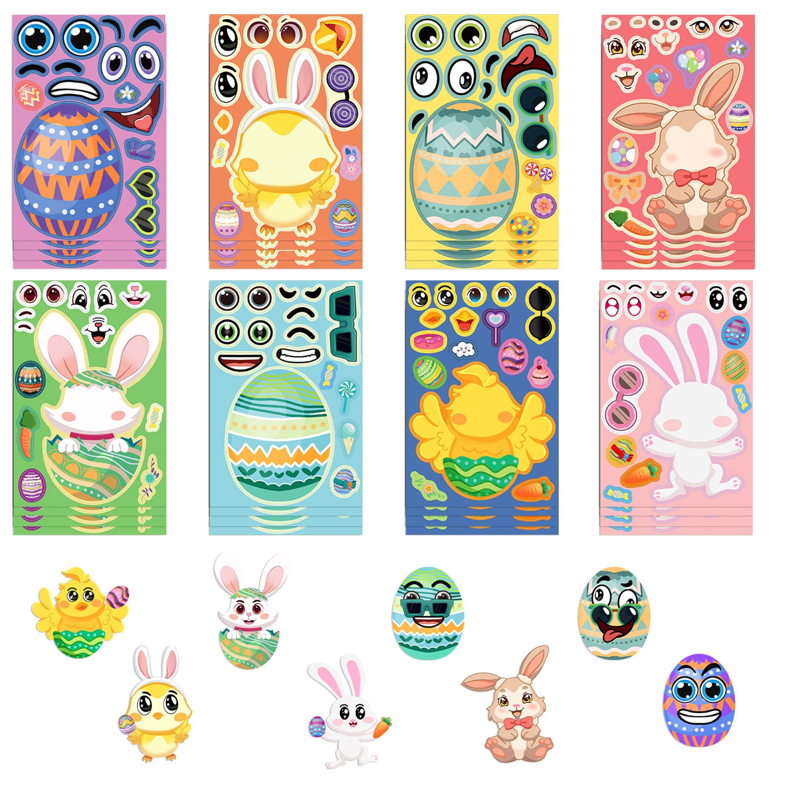 Wovilon 8 Sheets Of Paper About Easter Day Stickers For Doodles Cute ...