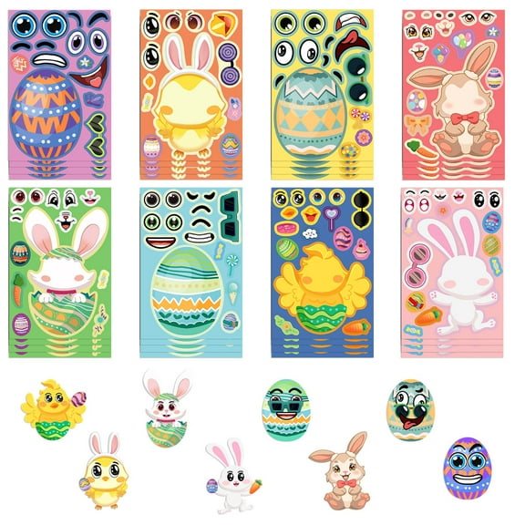 Wovilon 8 Sheets Of Paper About Easter Day Stickers For Doodles Cute Decals For Kids Adults Funny Laptop Stickers For Skateboards Water Bottles Car Scrapbooking