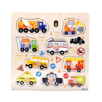 Wovilon 9 Piece Wooden Transportation Puzzle Early Learning Baby Kids Toys B