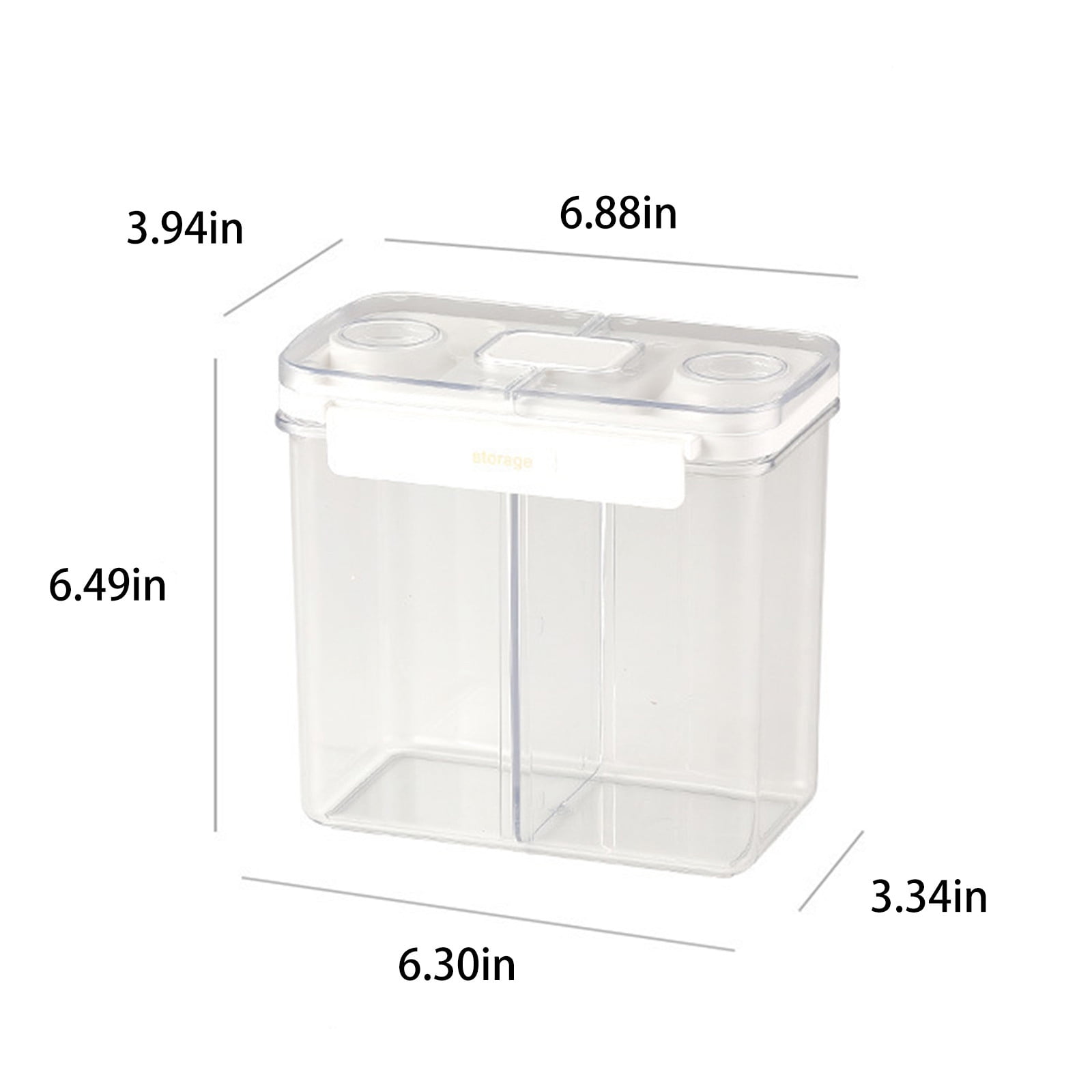 Wovilon Airtight Cereal Storage Container, Clear 2.4L Airtight Kitchen Food Storage  Container With Lids And Compartments For Grain, Sugar, Flour, Rice, Nut,  Snacks 