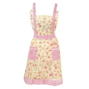 Wovilon Aprons for Women, Cotton Aprons with Pockets, Lady Restaurant Home Kitchen for Pocket Cooking Cotton Apron Bib