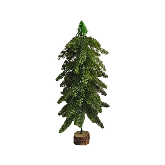 Wovilon Artificial Christmas Tree Green Round Wooden Base Simulation Christmas Tree Desktop Decorations Home Ornaments Artificial Christmas Tree Decoration Tree