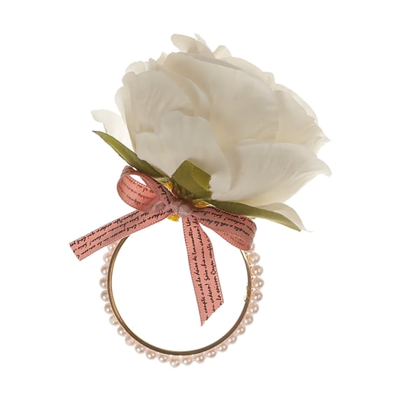 Wovilon Artificial Flowers For Decoration Outdoor Rose Flower Napkin Rings Artificial Flower Napkin Holders Serviette Buckles