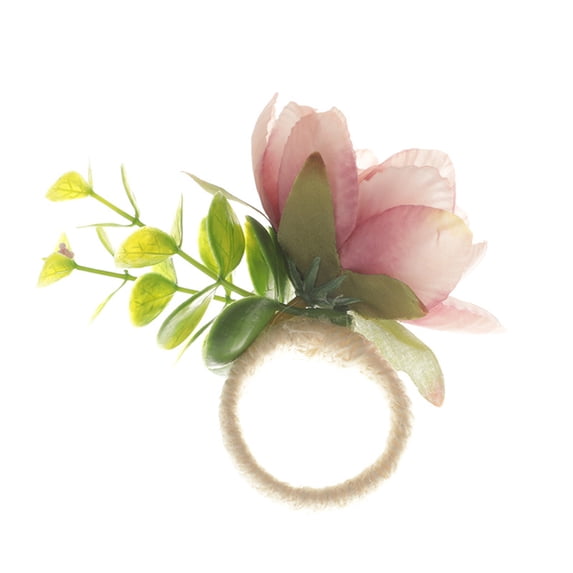 Wovilon Artificial Flowers For Decoration Outdoor Rose Flower Napkin Rings Artificial Flower Napkin Holders Serviette Buckles