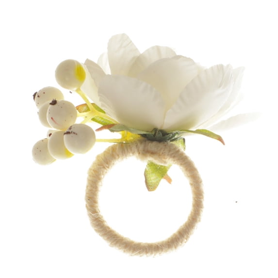 Wovilon Artificial Flowers For Decoration Outdoor Rose Flower Napkin Rings Artificial Flower Napkin Holders Serviette Buckles