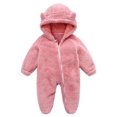 thumbnail image 1 of Wovilon Baby Fleece Bunting, Hooded One-Piece Romper with Covered Hands and Feet, Full-Zip Warm Outerwear for Infants 0-12 Months, 1 of 8