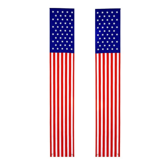 Wovilon Banners And Signs Customize 2Pcs Patriotic Decorations Porch Sign, American Flag Wall Hanging Banners