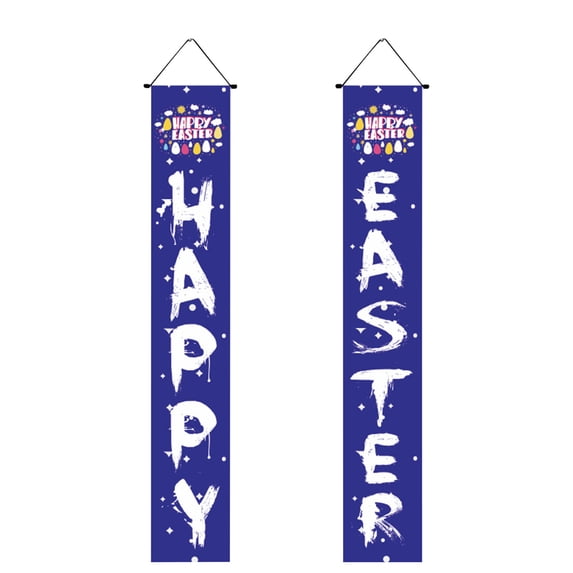 Wovilon Banners and Signs Customize Easter Porch Sign Happy Easter Banner Indoor Outdoor Wall Hanging Flag Banners