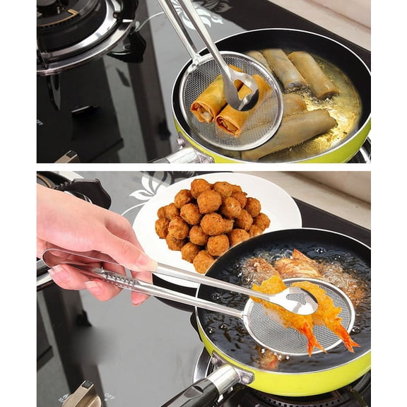 Wovilon Barbecue Accessories Multi-Functional Filter Spoon With Clip Food Kitchen Oil-Frying Bbq Filter