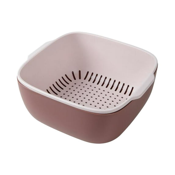 Wovilon Baskets Household Kitchen Double Layer Vegetable Sink Basket Fruit Basket
