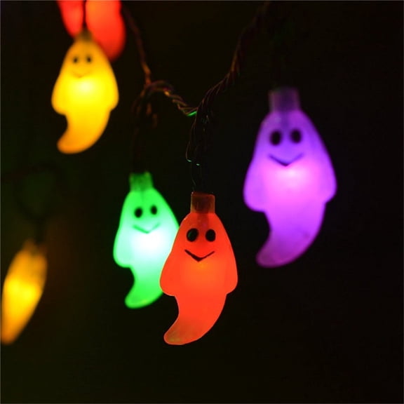 Wovilon Battery Operated Halloween Lights, 14Ft 30 Led 3D Pumpkin Ghost Bat String Lights with 8 Modes 5 Hooks for Indoor Decorations