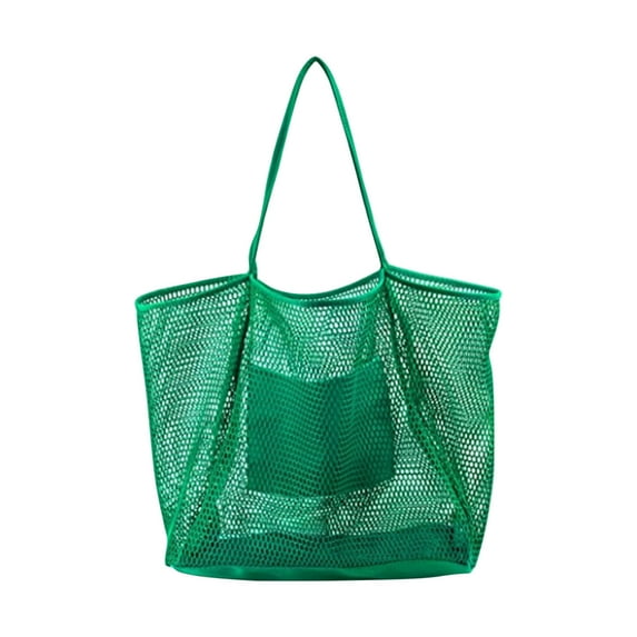 Wovilon Beach Bag Mesh One Shoulder Tote Bag Ladies Hand Wash Swimming Clothing Storage Pocket