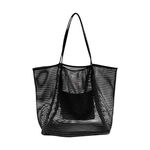 Wovilon Beach Bag Mesh One Shoulder Tote Bag Ladies Hand Wash Swimming Clothing Storage Pocket
