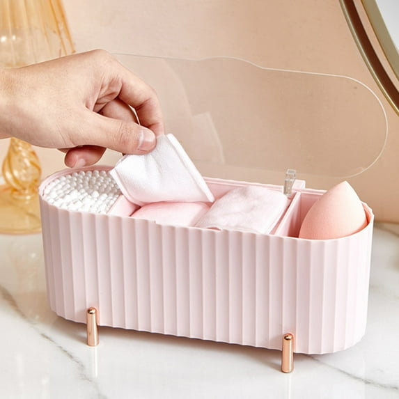 Wovilon Beauty E-gg Storage Box With Transparent Cover-proof Box, Cotton Swab Powder Puff Storage Box, Household Cotton Pad Storage Box