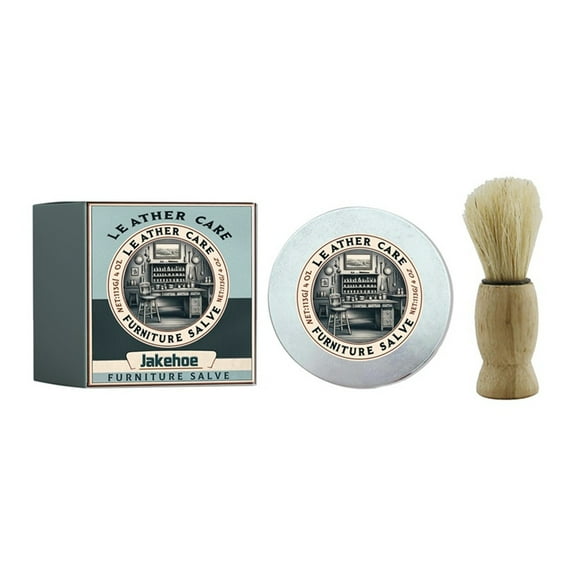 Wovilon Beeswax Leather Conditioner for Furniture Non-Toxic Formula, Includes Brush, Restores Scratches and Cracks, Safe for Children, For All Leather Types