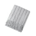 thumbnail image 1 of Wovilon Blanket Soft Knitted Blanket Fringed Blanket Sofa Blanket Sleeping Blanket 176x127cm, 1 of 4