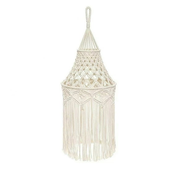 Wovilon Bohemian Macrame Lamp Shade Natural Cotton Rope Unique Decor For Living Room Nursery Office White Lampshade Boho Decoration