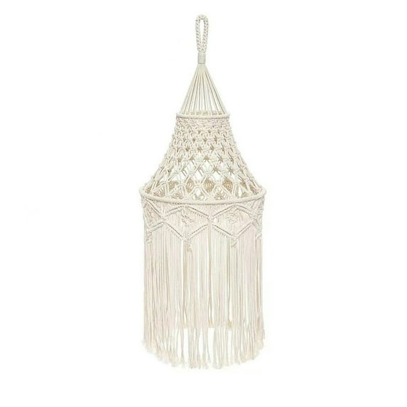 Wovilon Bohemian Macrame Lamp Shade Natural Cotton Rope Unique Decor For Living Room Nursery Office White Lampshade Boho Decoration