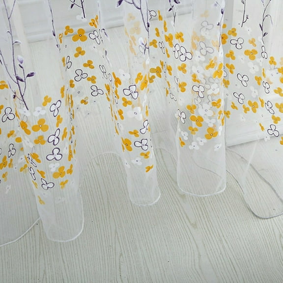 Wovilon Butterfly Sheer Curtain Tulle Window Voile Drape Valance 1Panel Fabric Blackout Curtains For Bedroom, Curtains For Living Room, Kitchen Curtains